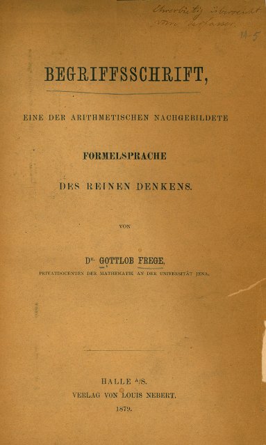 Freges Widmung in Husserls Exemplar der Begriffsschrift.